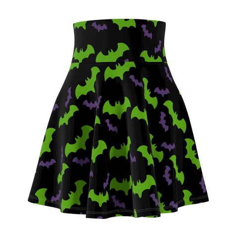 "Green Spooky Bats" Skater A-Line Skirt