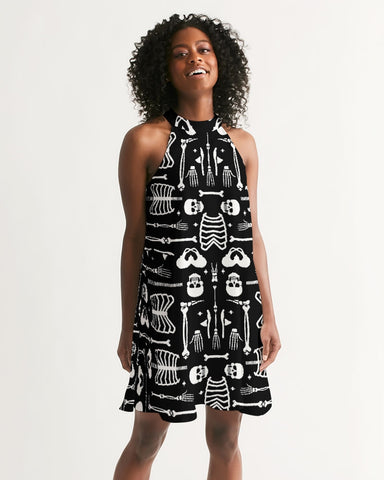 Skeleton pattern Women's Halter Dress