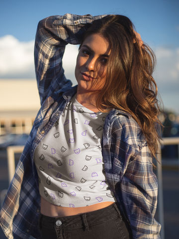 Camiseta corta con estampado de gato AOP para mujer