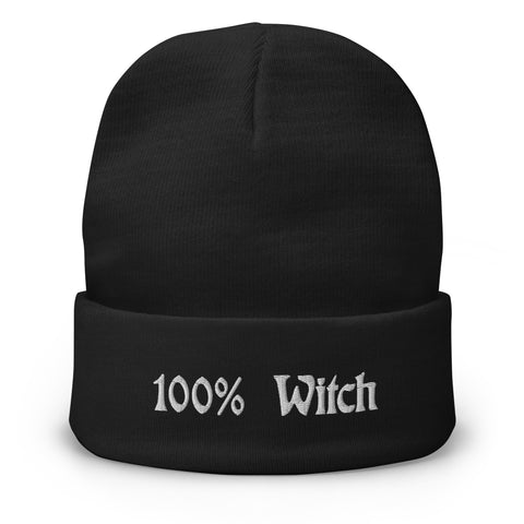 "100% Witch" Embroidered Beanie